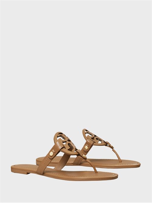 Leather sandal with laser-cut logo and studs TORY BURCH | 151169201
